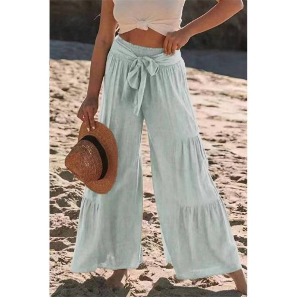 NEW THE FREE YOGA tiered wide leg pants in sky blue